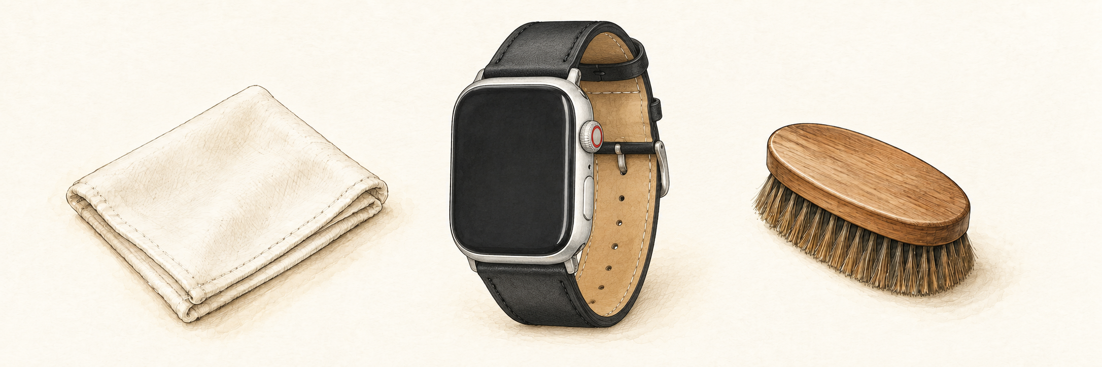 マットーネ AppleWatch用レザーバンドのお手入れイラスト