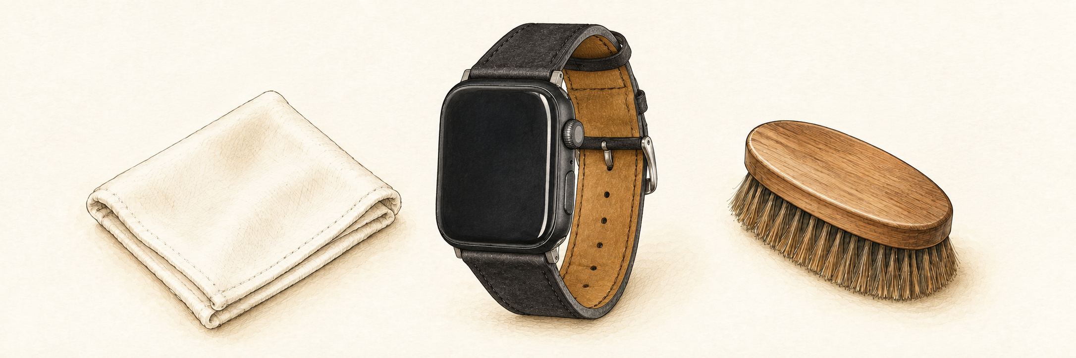 ゴールドマイニング AppleWatch用レザーバンドのお手入れイラスト