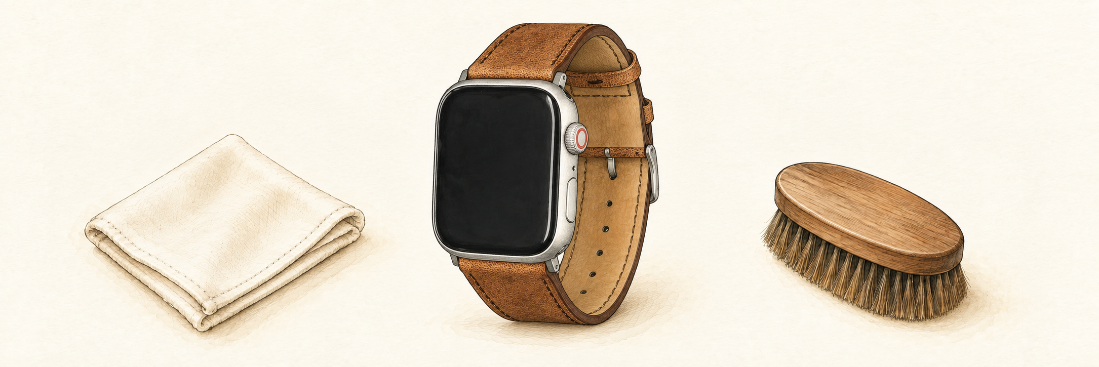 ベテルギウス AppleWatch用レザーバンドのお手入れイラスト