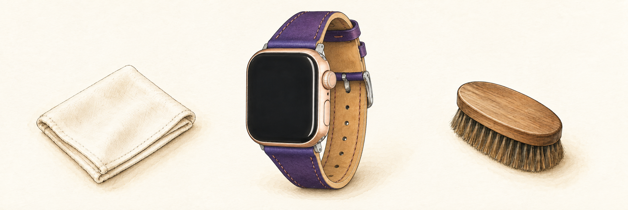 AppleWatch用レザーバンド カルメリーナのお手入れイラスト