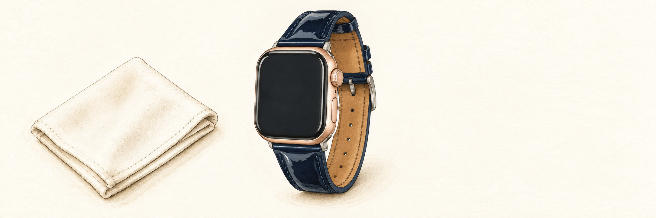 AppleWatch用レザーバンド エナメルのお手入れイラスト